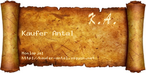 Kaufer Antal névjegykártya